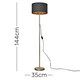 image 3 of ValueLights Modern Floor Lamp In Gold Metal Finish With Black Gold Drum Shade