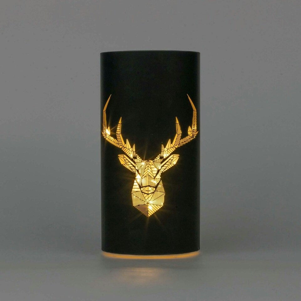image 1 of 22cm Christmas Decorated Vase - LED Black Glass Vase