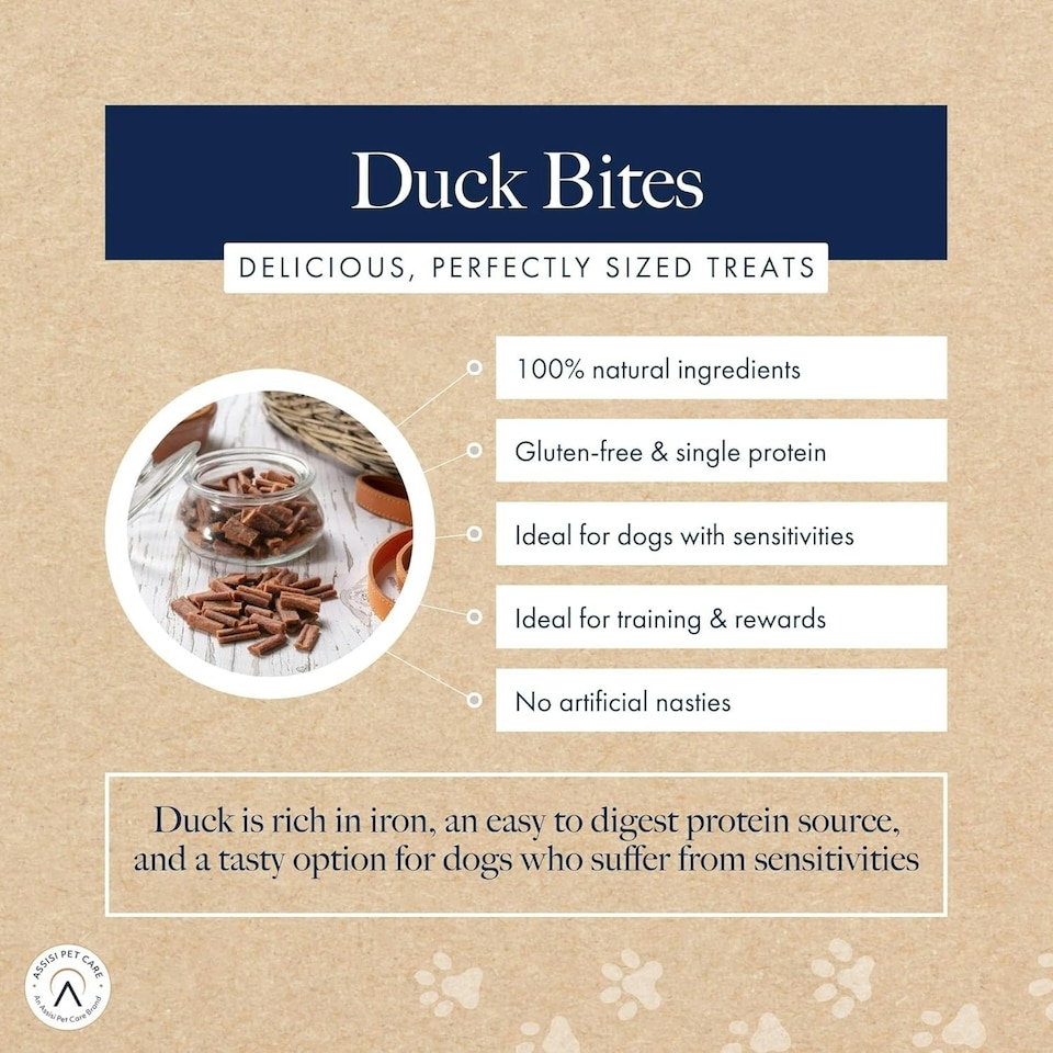image 1 of Hollings Duck Bites Dog Training Treats, Delicious Duck Treats for Adult Dogs, High in Protein & Made with 100% Natural Ingredients (75g)