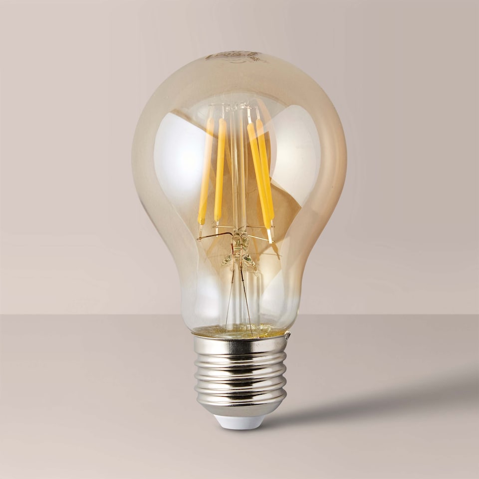 image 1 of ValueLights 3 Pack Filament E27 Amber Glass GLS Light Bulbs | Clear