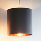 image 2 of 12" Grey Velvet Cylinder Light Shade Gold Inner Grey