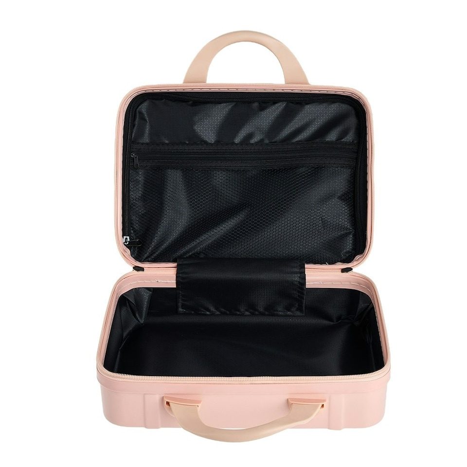 image 1 of Living and Home Portable Hard Shell Travel Makeup Case, Pink | Pink | Personal Item