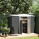 image 8 of Outsunny 8 x 4 ft Garden Storage Shed, Outdoor Metal Shed, Dark Grey Grey | Dark Grey