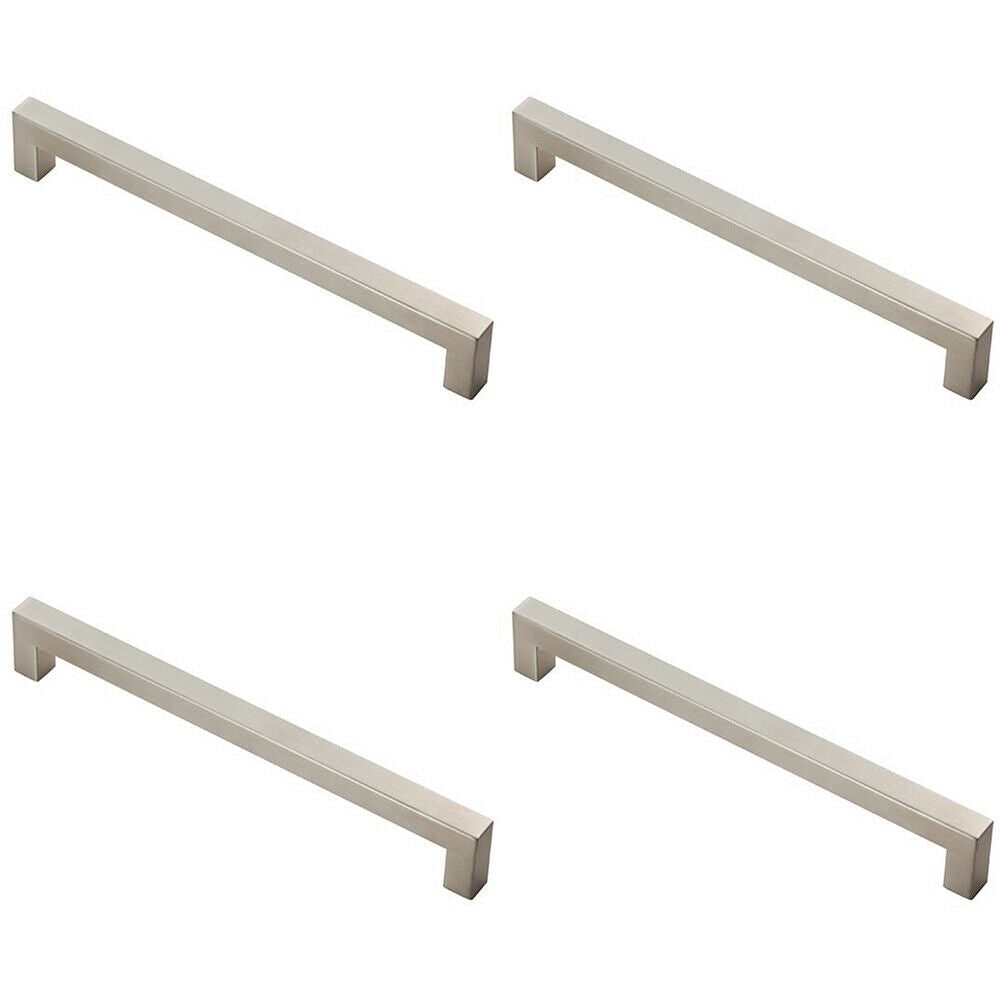 Loops 4x Square Linear Block Pull Handle 206 x 14mm 192mm Fixing Centres Satin Steel in Metallics