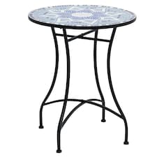 Outsunny Garden Table, Mosaic Round Patio Side Table with 60cm Ceramic Top