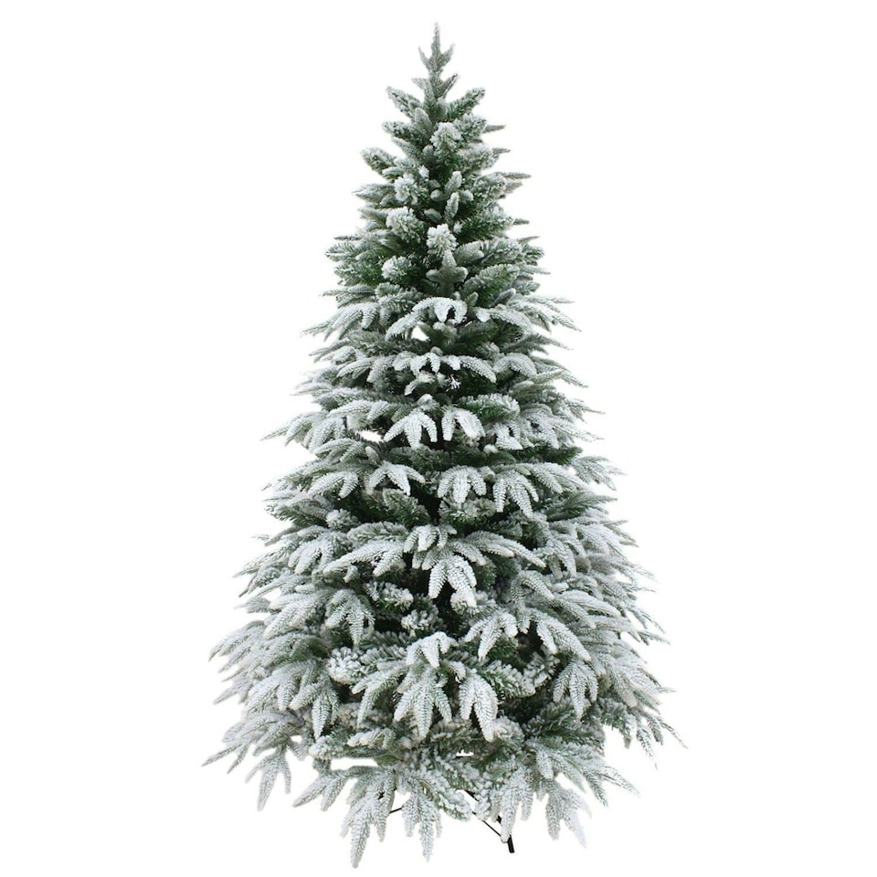 image 1 of 10FT Green Lapland Snow Covered Christmas Tree | White | 10ft