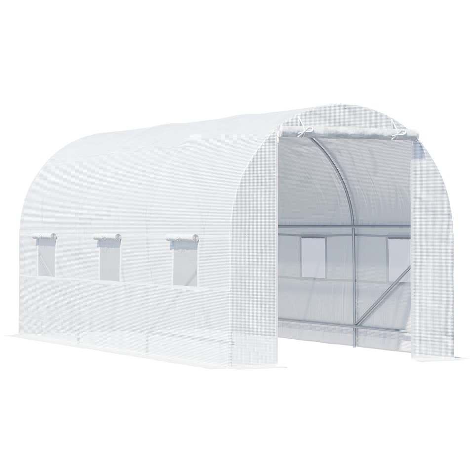 image 1 of Outsunny 4.5 x 2M Walk-in Polytunnel Greenhouse for Garden, Galvanised Steel