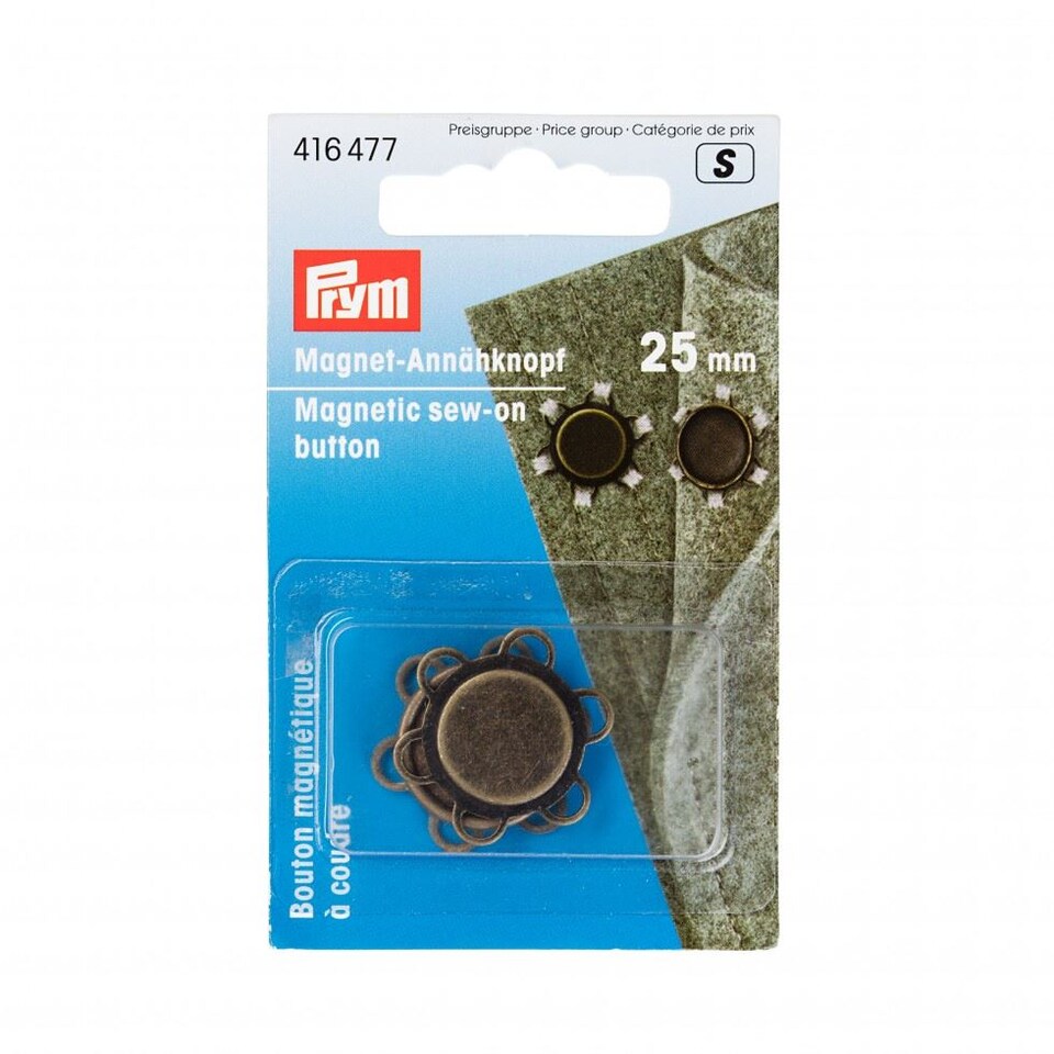 Prym Antique Brass Flower Magnetic Sew On Buttons for Dressmaking - 25mm - each