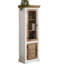 Milano Solid Mango Wood Bookcase   White Brown