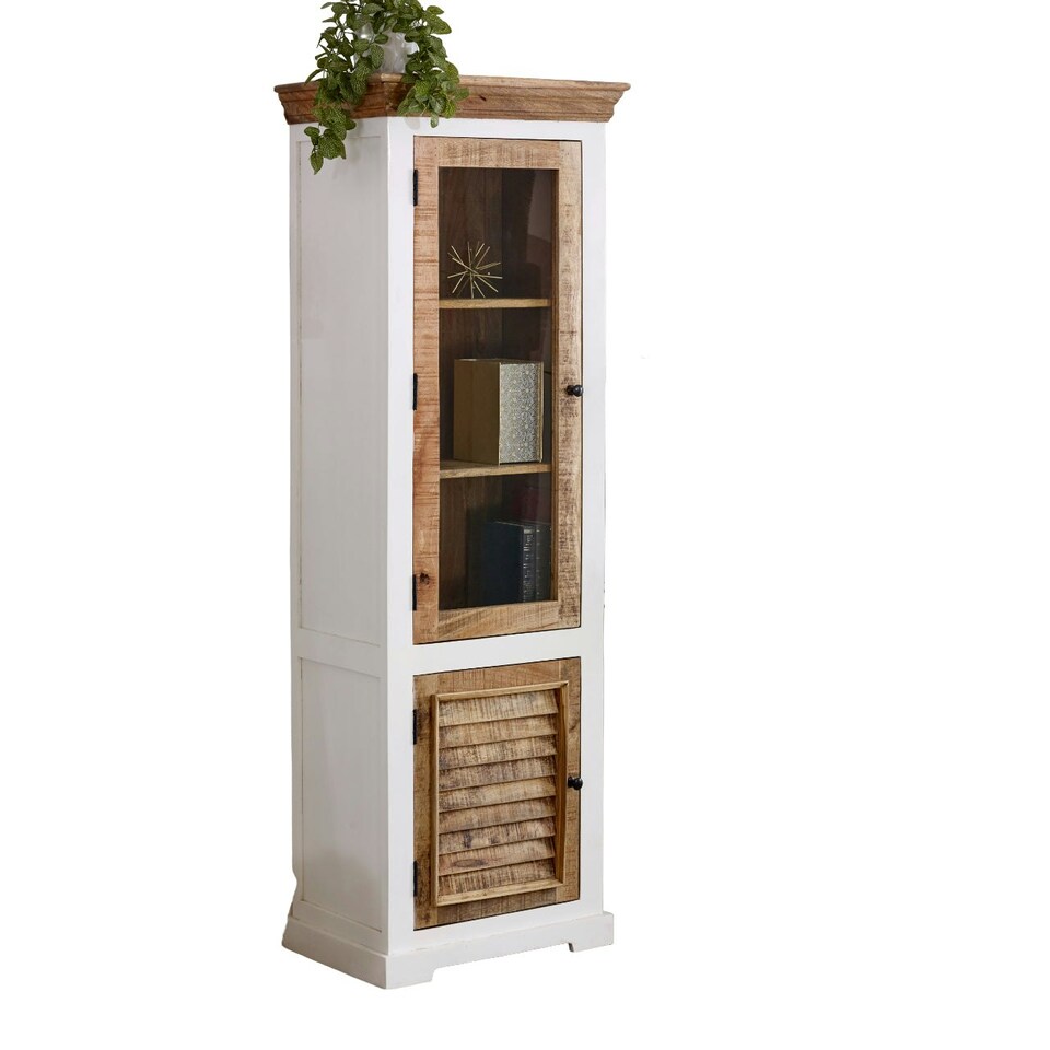 image 1 of Milano Solid Mango Wood Bookcase White | Multi