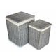 image 1 of Set of 2 Grey Wash Square Laundry Basket with White Lining | White | White