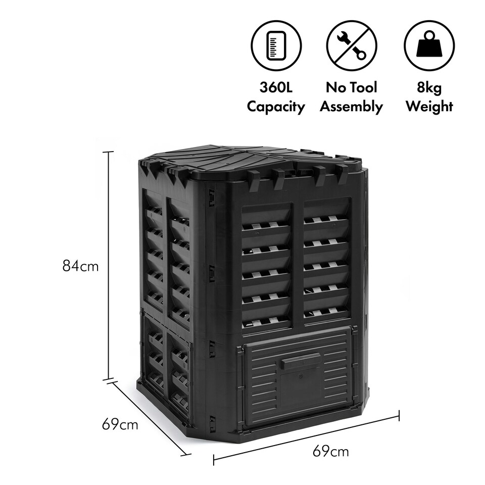 image 1 of VonHaus Garden Compost Bin 360L Frost & UV Resistant Black