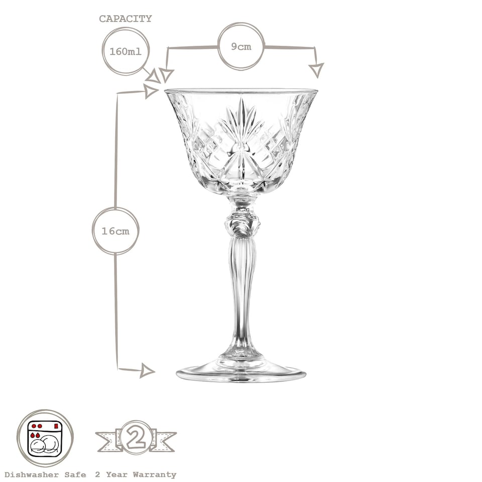 image 1 of RCR Crystal Melodia Glass Champagne Saucers - 160ml - Pack of 6