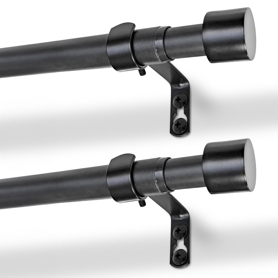 image 1 of Harbour Housewares Extendable Metal Curtain Poles Kit - 77 to 150cm - Matt Black - Pack of 2