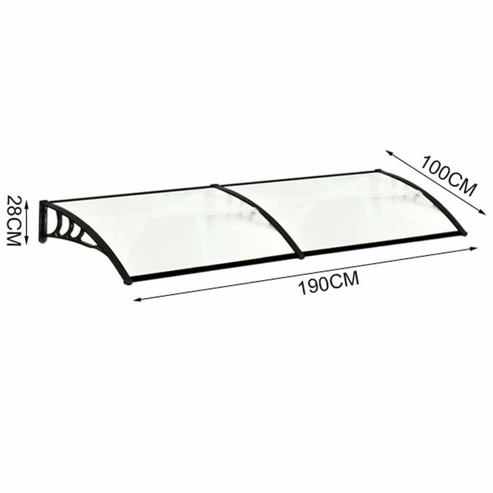 image 1 of Living and Home Window Door Awning Canopy with Brackets - 190cm Clear
