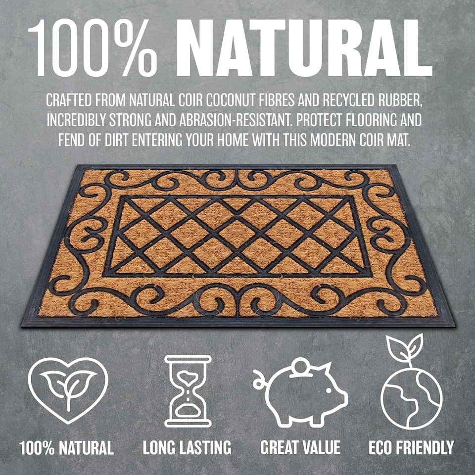image 1 of Home Entryway Heavy Duty Non Slip Door Mat Panama Home Welcome Coir