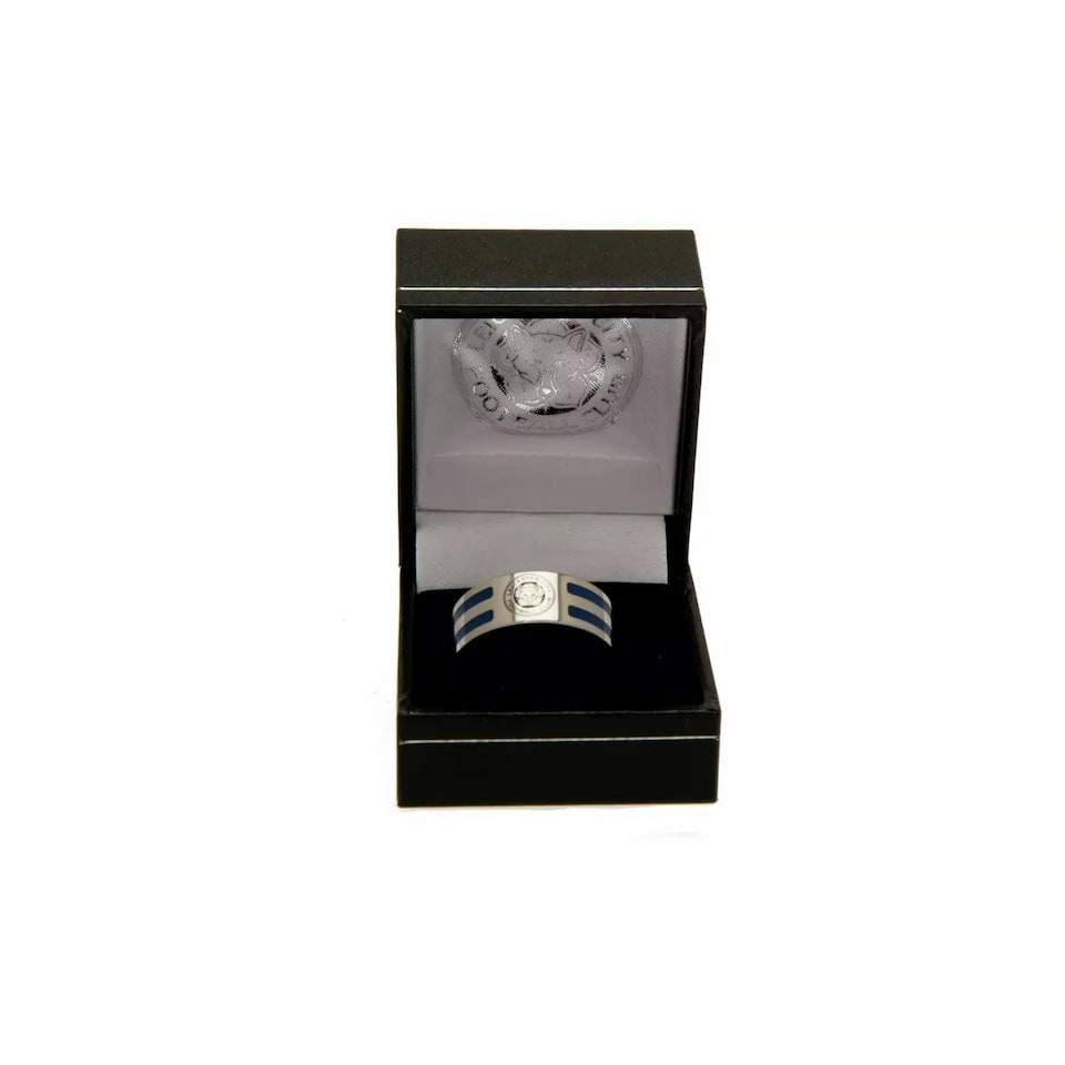 image 1 of Leicester City FC Striped Ring - Silver/Blue Stripe - U