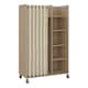 image 1 of Uppsala Open Mobile Wardrobe Unit in Jackson Hickory Oak with a Beige Textile Curtain on Wheels
