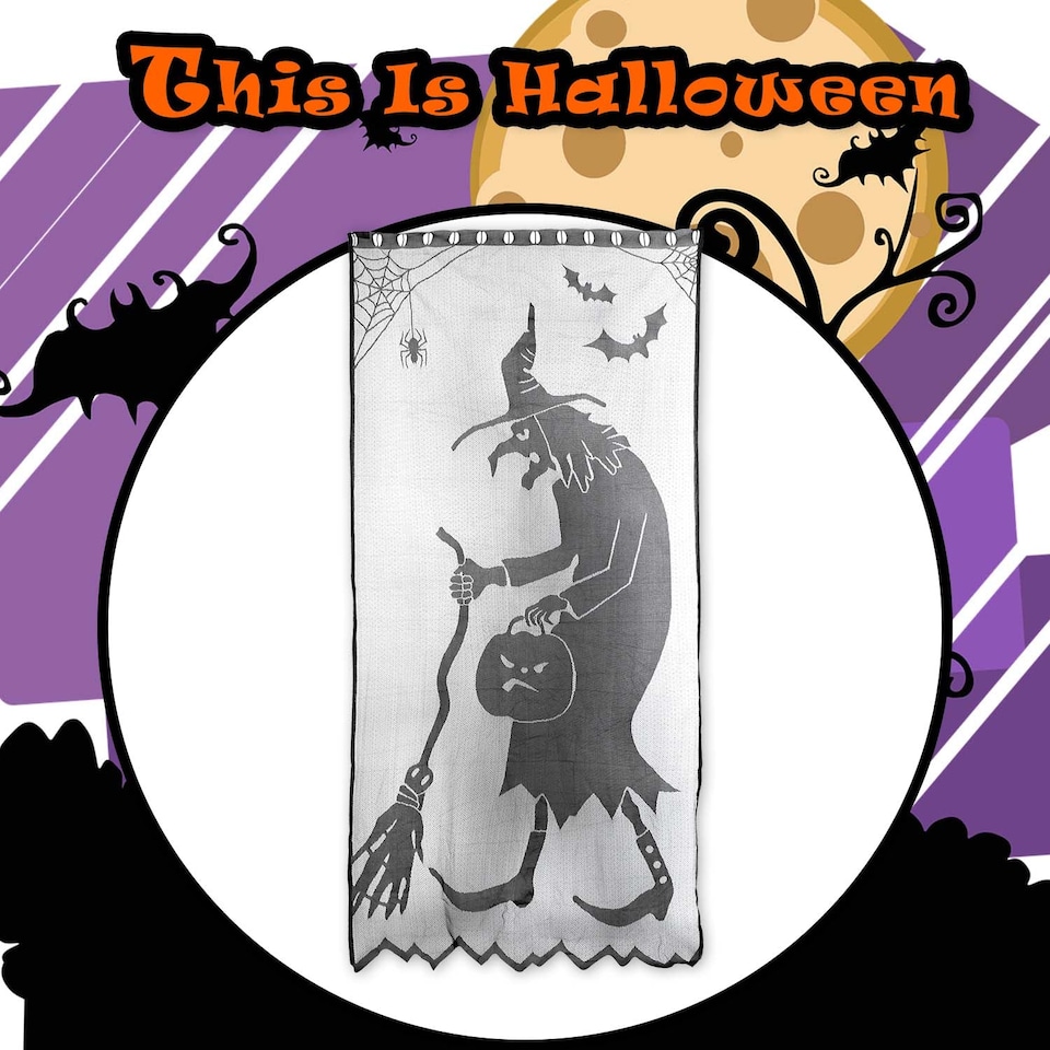 image 1 of vfm-estore Halloween Wicked Witch Door Curtain - Grey