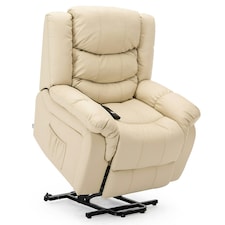 Seattle Electric Single Motor Rise Recliner Bonded Leather Chair (Cream)