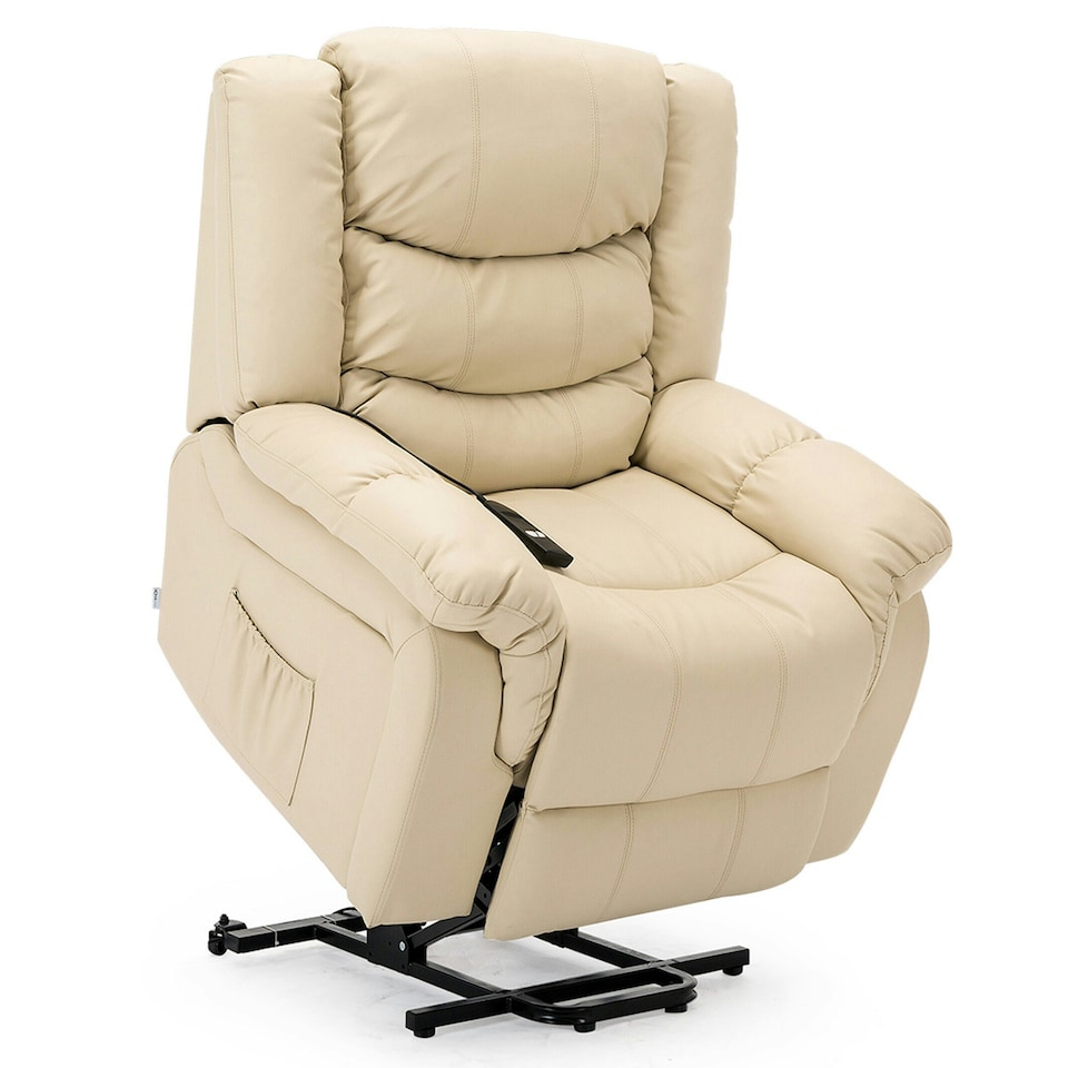 image 1 of Seattle Electric Single Motor Rise Recliner Bonded Leather Chair (Cream)