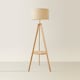 image 4 of ValueLights Morrigan Natural Shade Wood Tripod Floor Lamp | Cream