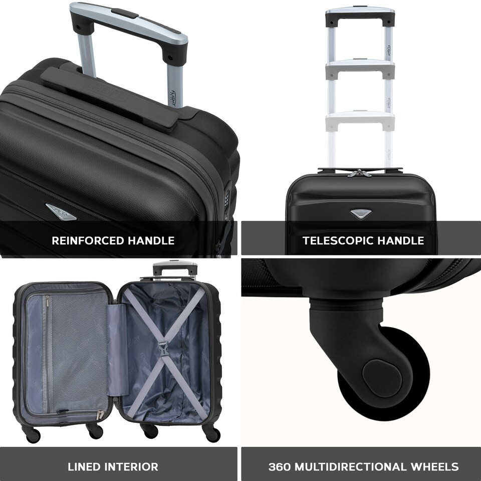 image 1 of Flight Knight Cabin Suitcase 55x35x20cm, Lightweight Carry On Bag - Over 100 Airlines- Ryanair, EasyJet, British Airways - Hand Luggage, ABS Hard Shell TSA Lock Red | Burgundy | Cabin Bag