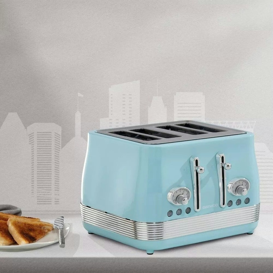 image 1 of Denver Retro Kettle & 4-Slice Toaster Set 1.5L 3000W Blue | Sky Blue | 4-slice