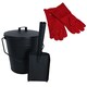 image 1 of Coal Bucket With Lid, 5" Shovel & Gloves Metal Ash Tidy Bin Coal Fire Log Burner