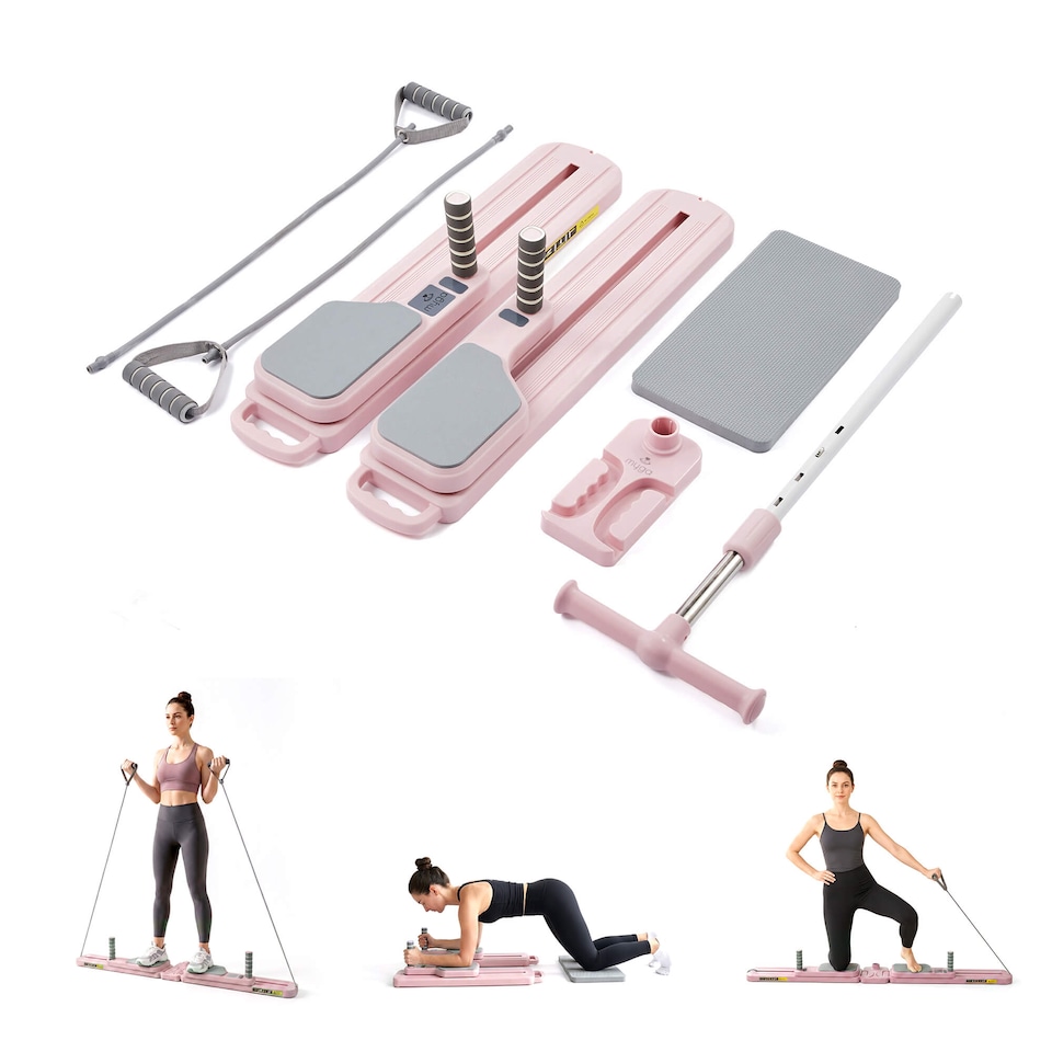 image 1 of Myga Pilates Split Glider Board with Adjustable Handrail - Pink