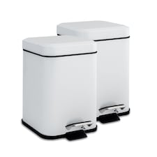 Harbour Housewares Square Bathroom Pedal Bins - 3 Litre - Chrome - Pack of 2