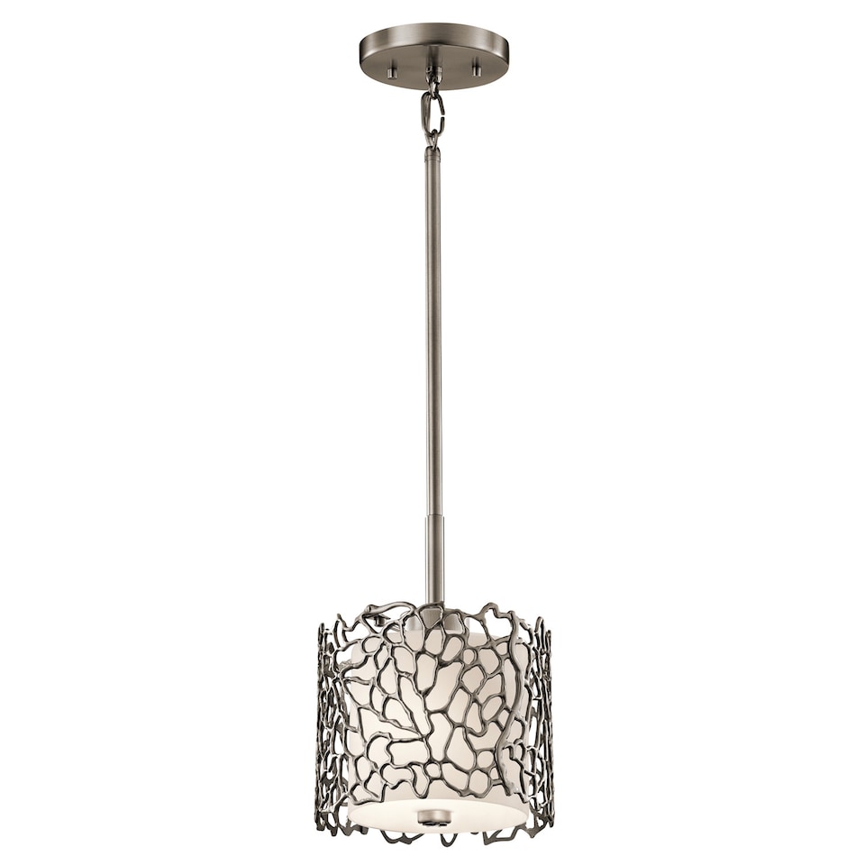 Silver Coral 1 Light Ceiling Mini Pendant Classic Pewter, E27