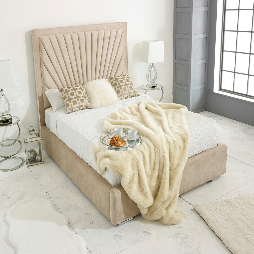 image 1 of Downtown Plush Superking Bed Frame - Beige