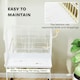 image 7 of PawHut Bird Cage with Divider, 4 Wooden Perches, Slide Out Tray, White