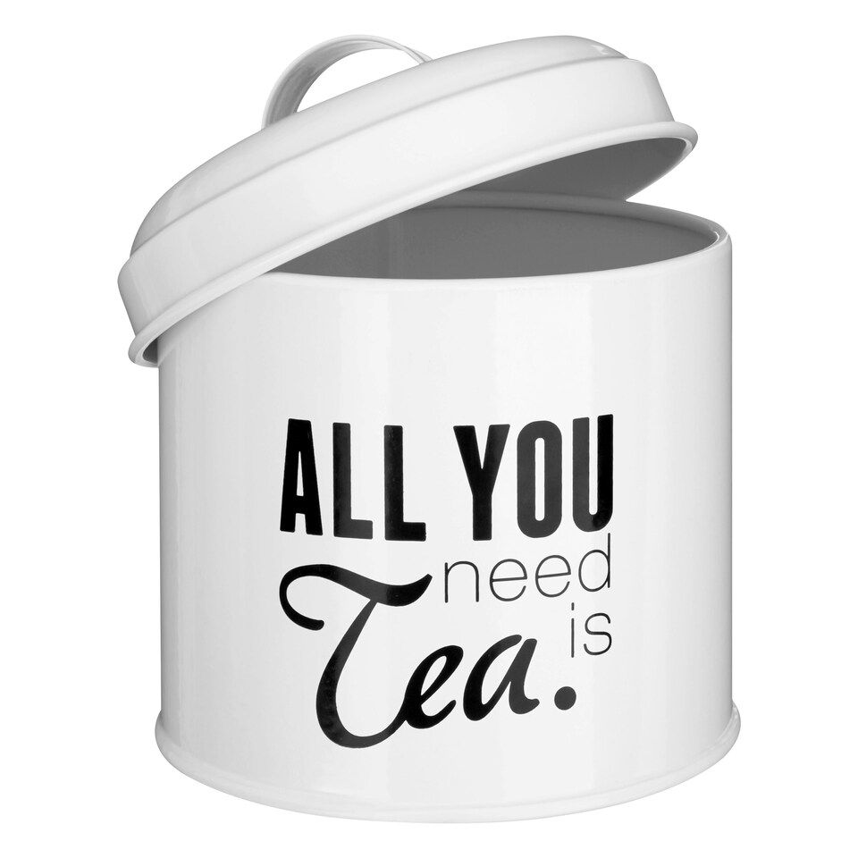 image 1 of Interiors by Premier Set Of 3 Round Canisters, Fun Printed Metal Storage Tins With Humorous Labels, Ideal For Tea, Coffee, Sugar
