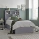 image 1 of Oscar Grey Wooden Bookcase Ottoman Storage Bed Single