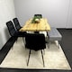 image 2 of Dining Set Of 6 Dining Table Set with 4 black Velvet Chairs And 1 Grey Bench Dining Room Furniture