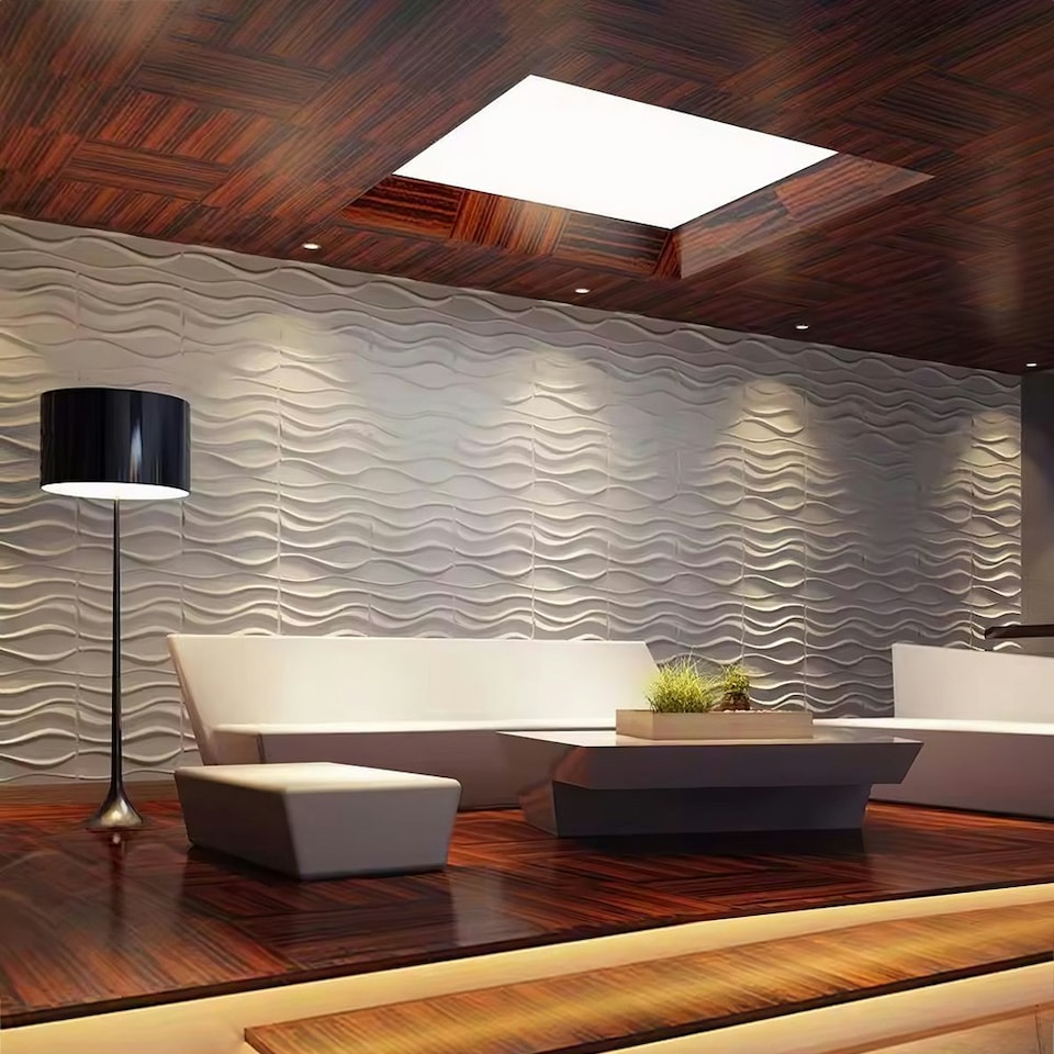 Living and Home 12-Pack 3D PVC Wave Wall Panels Decorative Tiles ...