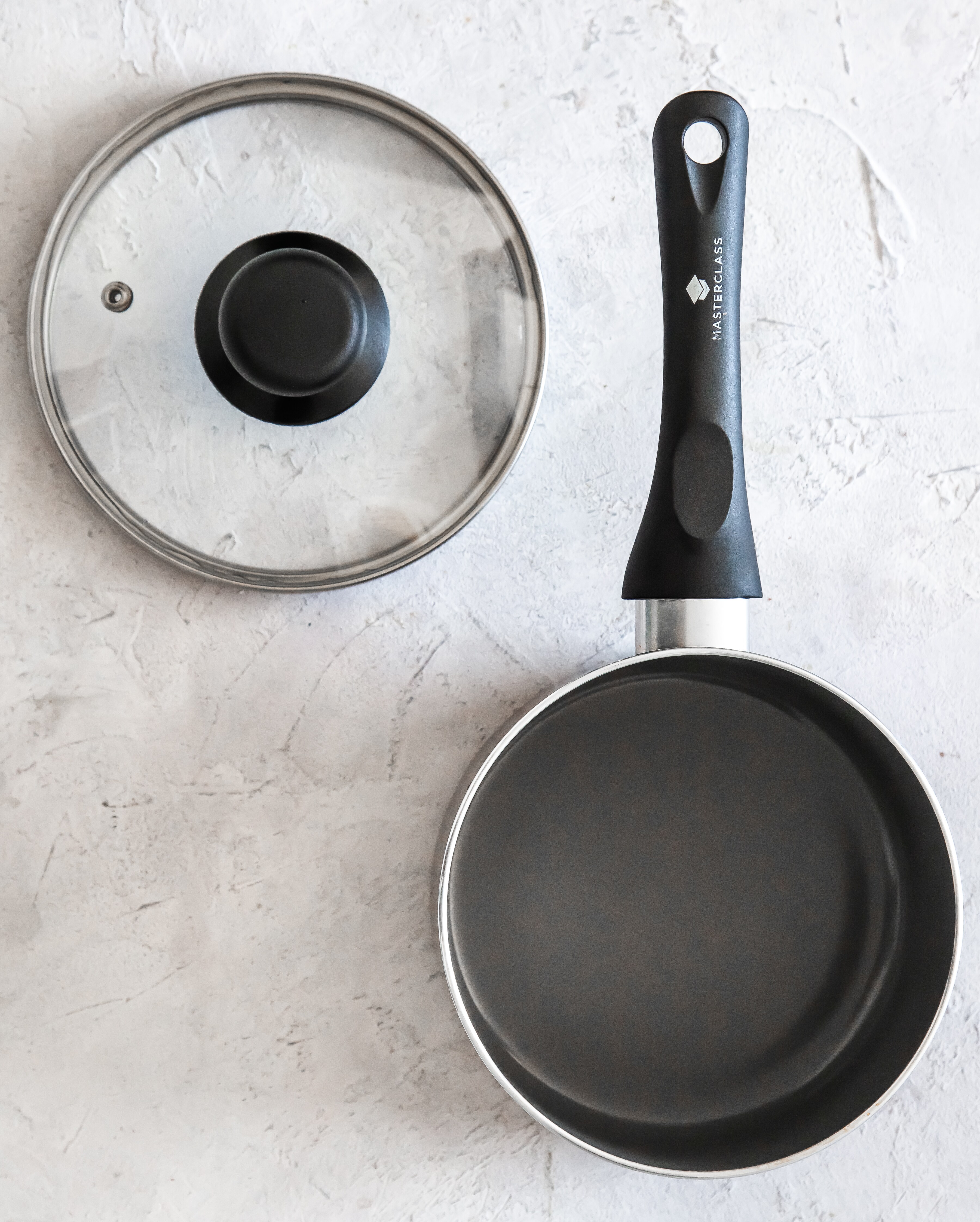 MasterClass Can-to-Pan 18cm Ceramic Non-Stick Saucepan with Lid, Aluminium in Black