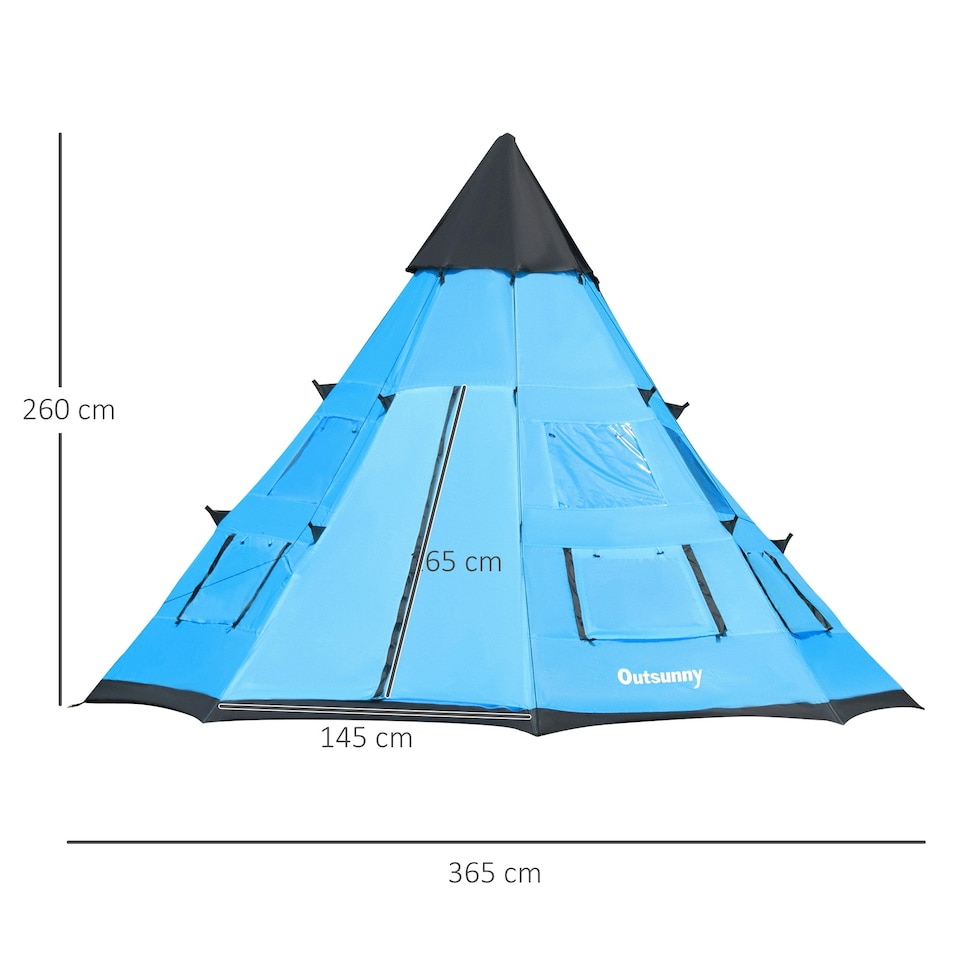image 1 of Outsunny 6-7 Person Large Family Party Camping Tent W/ Carrying Bag, Blue