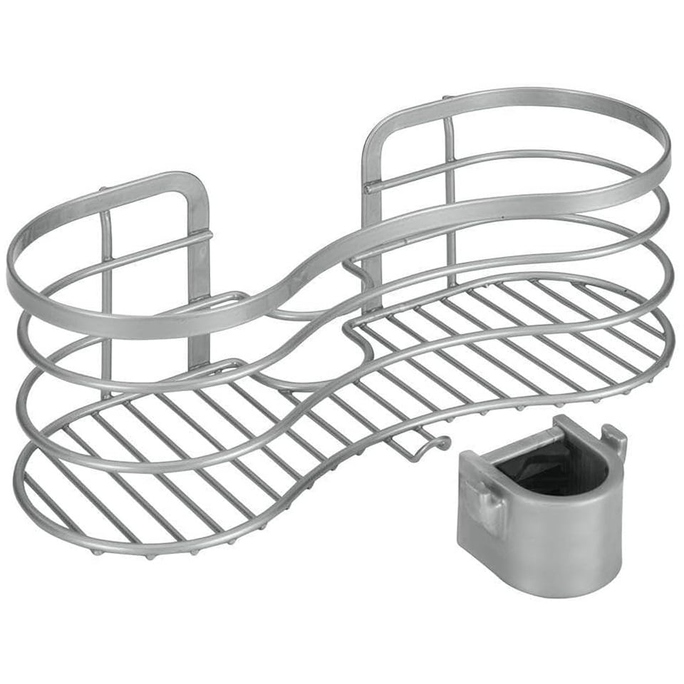 image 1 of Metaltex Viva Bathroom Shower Caddy With Pole Grip - Silver