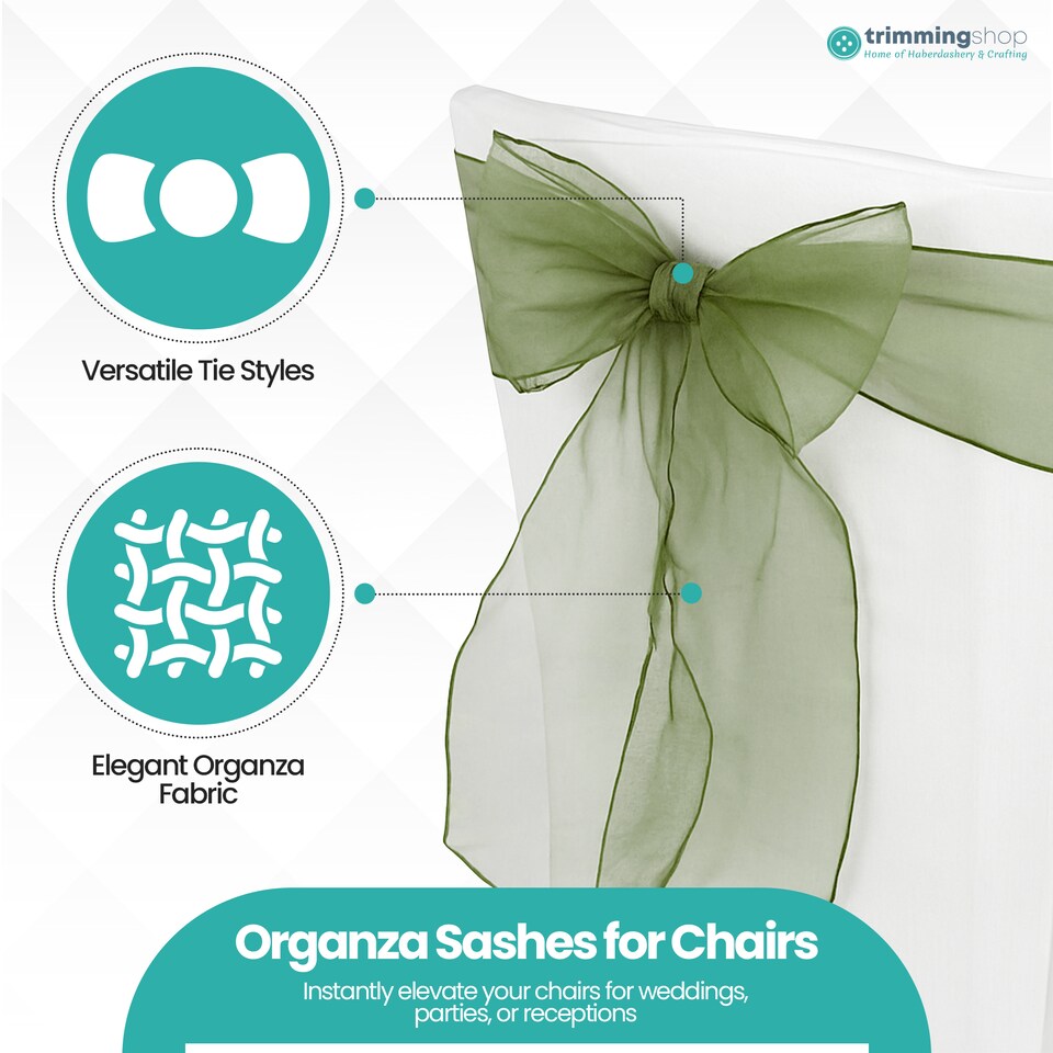 image 1 of 17 x 280cm Organza Chair Sashes, Sheer Sash Ties - 1pc