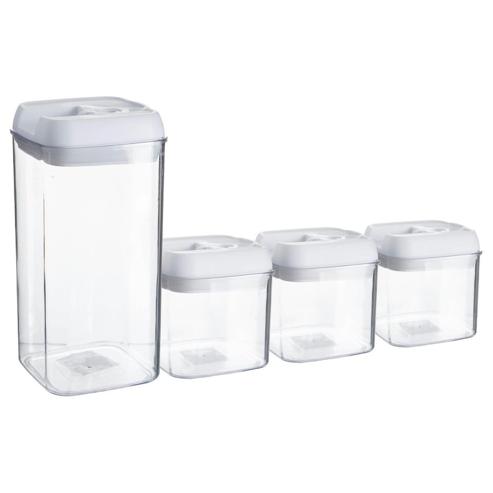 image 1 of Argon Tableware 4 Piece Flip Lock Plastic Food Storage Containers Set - White