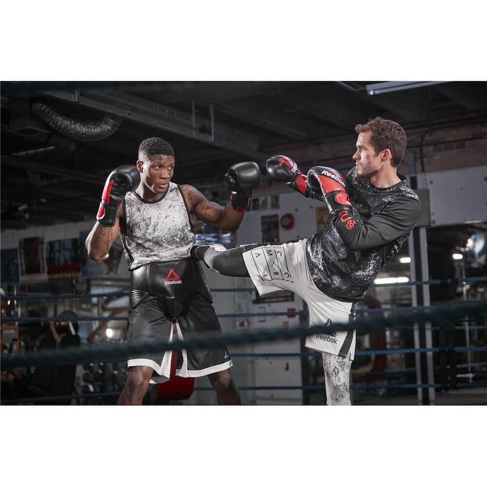 image 1 of Reebok Combat Leather Boxing Gloves - Leather Training Gloves with 5mm Gel & Injection Foam, Double-Loop Wrist Fastening (10oz/12oz) - Red/Black | Black | Red and Black | 10oz
