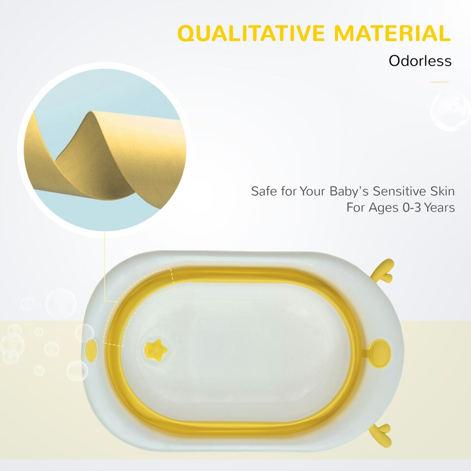 image 1 of HOMCOM Foldable Baby Bath Tub Ergonomic with Temperature-Induced Water Plug