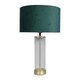 image 1 of ValueLights Balan Brushed Gold Table Lamp Forest Green Velvet Gold Shade and Bulb