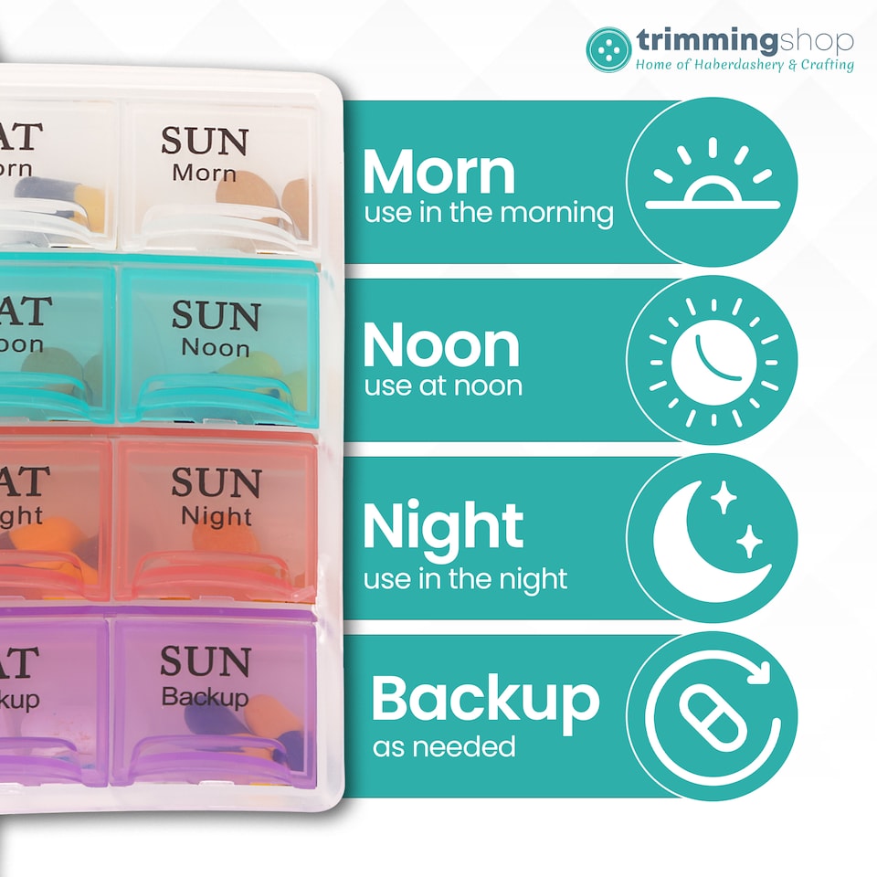 image 1 of 28 Slot Pill Organiser, 4 Times A Day Weekly Tablet Box