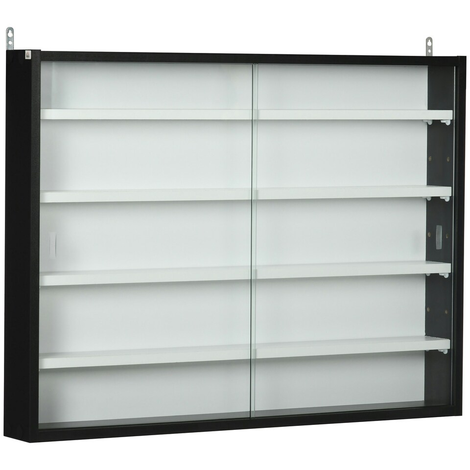 image 1 of HOMCOM 5-Tier Wall Display Shelf Unit Cabinet w/ Shelves Glass Doors
