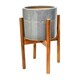 image 7 of Anzio Planter with Wooden Stand - Ceramic - L24 x W24 x H38.5 cm - Warm Grey | Grey