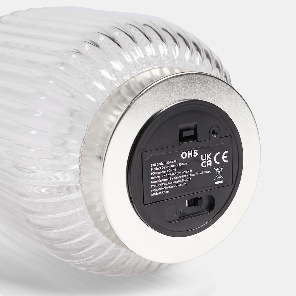 image 1 of OHS Glass Cordless Table Lamp LED Battery Operated Night Light
